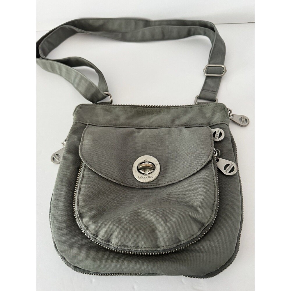 Baggallini Calais Crossbody Bag Gray /green Nylon
